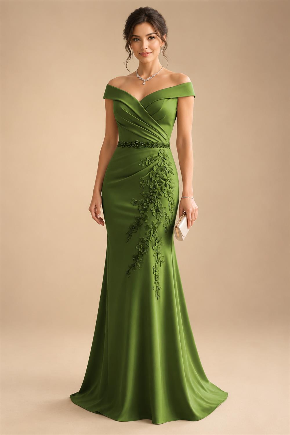 Sheath/Column Off Shoulder Chiffon Floor-Length Mother of the Bride & Groom Dresses with Lace Appliques (SHI22501551)