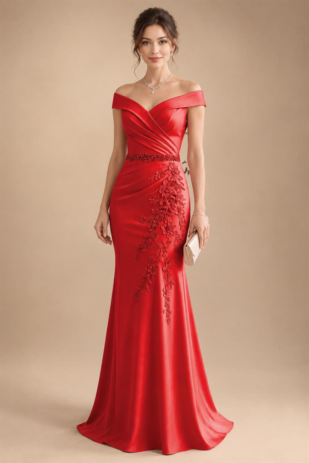 Sheath/Column Off Shoulder Chiffon Floor-Length Mother of the Bride & Groom Dresses with Lace Appliques (SHI22501551)