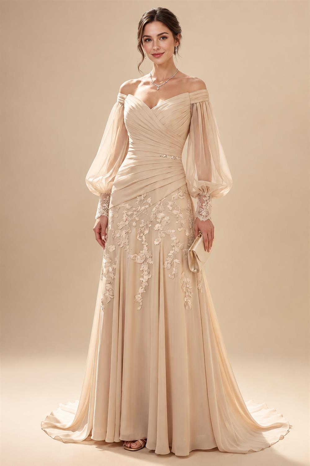 Sheath/Column Strapless Stretch Jersey Maxi Mother of the Bride & Groom Dresses with 3D Flowers & Slit (SHI22501694)