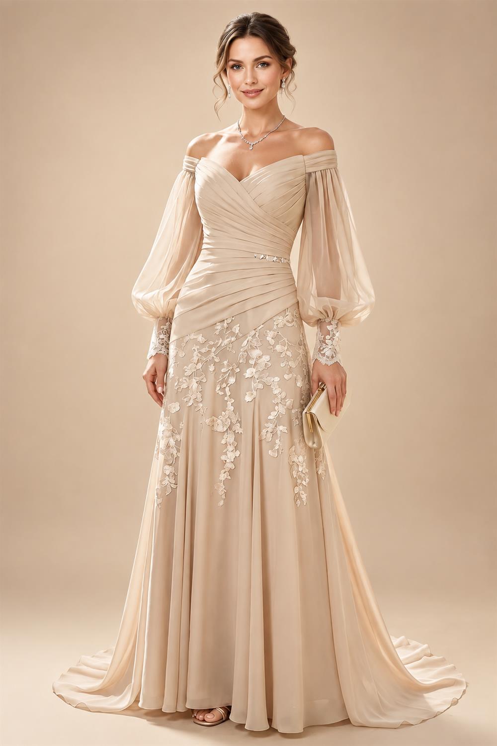 Scoop Neck Chiffon Floor-Length Mother of the Bride & Groom Jumpsuit with Lace Appliques (SHI22501558)
