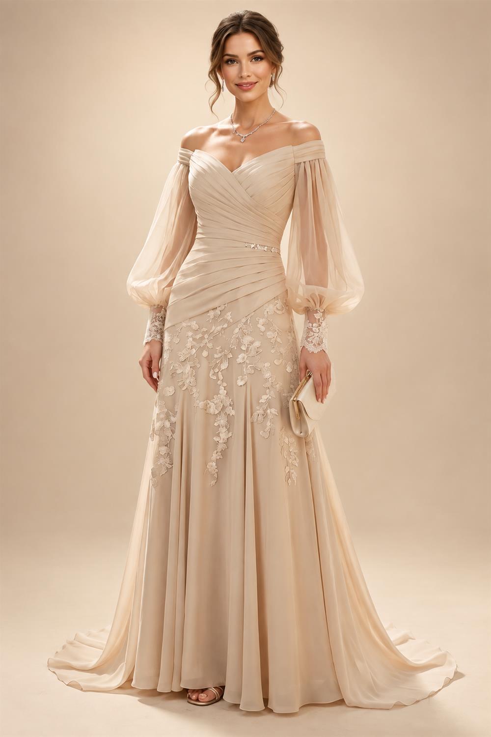 Sheath/Column V-Neck Stretch Jersey Maxi Mother of the Bride & Groom Dresses with Ruffles & Slit (SHI22501648)