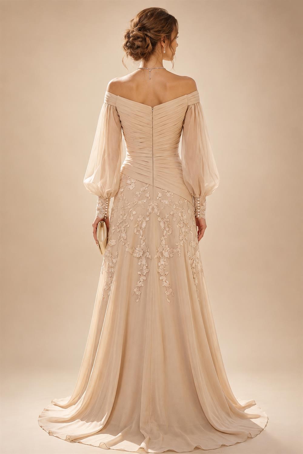 A-Line/Princess V-Neck Chiffon Floor-Length Mother of the Bride & Groom Dresses with Lace Appliques, Sequin & Ruffles (SHI22501608)