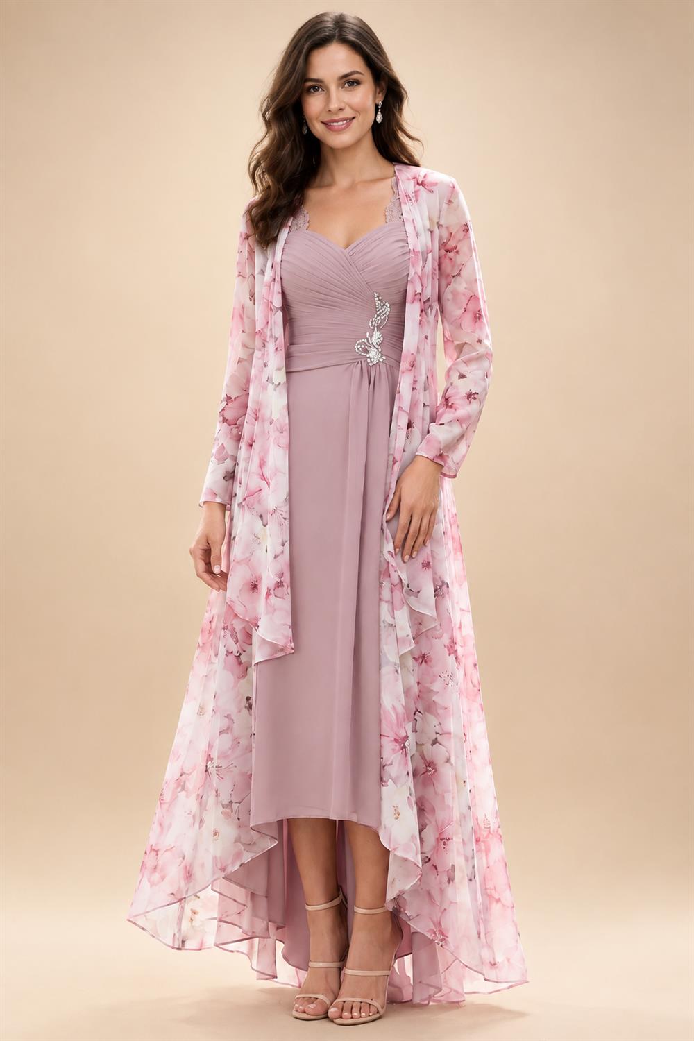 A-Line/Princess Off Shoulder Chiffon Maxi Mother of the Bride & Groom Dresses with Lace Appliques, Rhinestone & Pleats (SHI22501655)