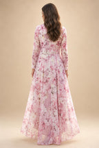 A-Line/Princess V-Neck Floral Print High-Low Mother of the Bride & Groom Dresses with Ruched Bodice (SHI22501569)