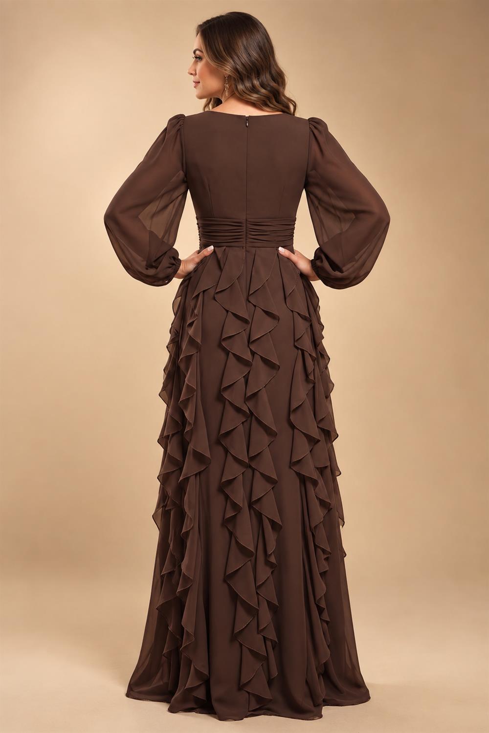 A-Line/Princess Scoop Neck Chiffon Maxi Mother of the Bride & Groom Dresses with Ruffles (SHI22501599)