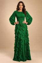 A-Line/Princess Scoop Neck Chiffon Maxi Mother of the Bride & Groom Dresses with Ruffles (SHI22501599)