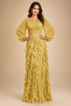 A-Line/Princess Scoop Neck Chiffon Maxi Mother of the Bride & Groom Dresses with Ruffles (SHI22501599)
