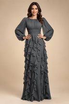 A-Line/Princess Scoop Neck Chiffon Maxi Mother of the Bride & Groom Dresses with Ruffles (SHI22501599)