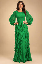 A-Line/Princess Scoop Neck Chiffon Maxi Mother of the Bride & Groom Dresses with Ruffles (SHI22501599)