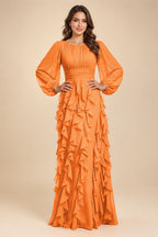 A-Line/Princess Scoop Neck Chiffon Maxi Mother of the Bride & Groom Dresses with Ruffles (SHI22501599)