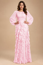 A-Line/Princess Scoop Neck Chiffon Maxi Mother of the Bride & Groom Dresses with Ruffles (SHI22501599)