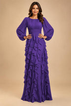 A-Line/Princess Scoop Neck Chiffon Maxi Mother of the Bride & Groom Dresses with Ruffles (SHI22501599)