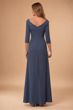 A-Line/Princess V-Neck Chiffon Floor-Length Mother of the Bride & Groom Dresses with Lace Appliques, Sequin & Ruffles (SHI22501608)