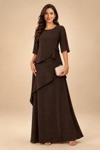 A-Line/Princess Scoop Neck Chiffon Floor-Length Mother of the Bride & Groom Dresses with Tiered Layers & Ruffles (SHI22501612)