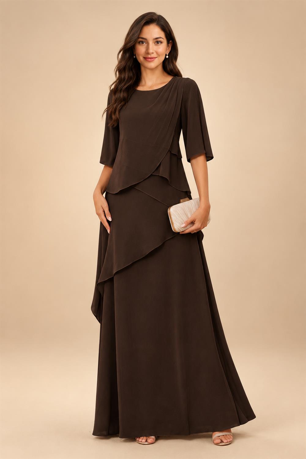A-Line/Princess Scoop Neck Chiffon Floor-Length Mother of the Bride & Groom Dresses with Tiered Layers & Ruffles (SHI22501612)