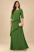 A-Line/Princess Scoop Neck Chiffon Floor-Length Mother of the Bride & Groom Dresses with Tiered Layers & Ruffles (SHI22501612)