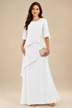 A-Line/Princess Scoop Neck Chiffon Floor-Length Mother of the Bride & Groom Dresses with Tiered Layers & Ruffles (SHI22501612)