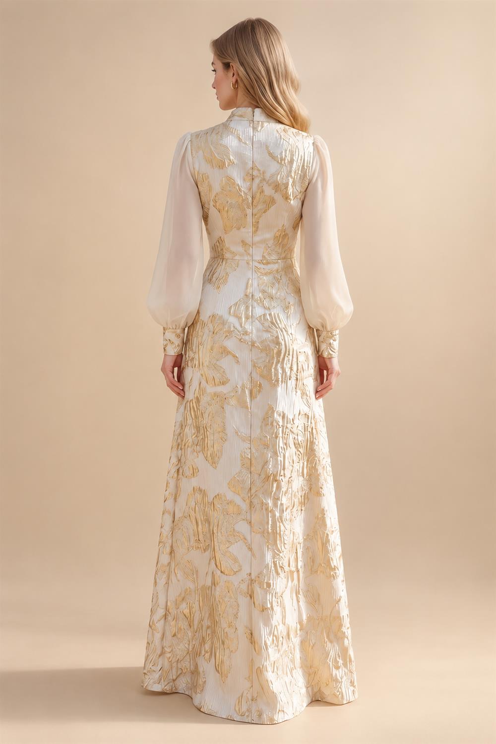 A-Line/Princess Scoop Neck Jacquard Floor-Length Mother of the Bride & Groom Dresses with Ruched Waist (SHI22501615)