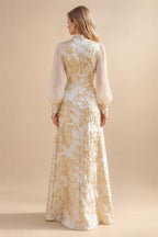 A-Line/Princess Scoop Neck Jacquard Floor-Length Mother of the Bride & Groom Dresses with Ruched Waist (SHI22501615)