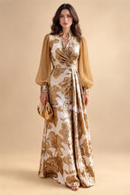 A-Line/Princess Scoop Neck Jacquard Floor-Length Mother of the Bride & Groom Dresses with Ruched Waist (SHI22501615)