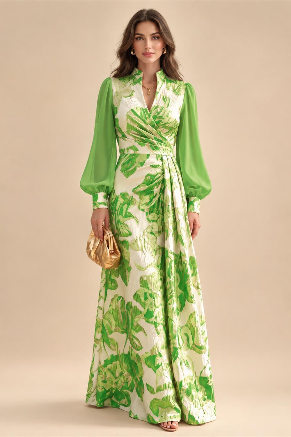 A-Line/Princess Scoop Neck Jacquard Floor-Length Mother of the Bride & Groom Dresses with Ruched Waist (SHI22501615)