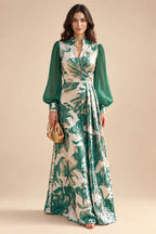 A-Line/Princess Scoop Neck Jacquard Floor-Length Mother of the Bride & Groom Dresses with Ruched Waist (SHI22501615)
