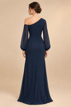 A-Line/Princess Off Shoulder Chiffon Floor-Length Mother of the Bride & Groom Dresses with Ruched Waist & Slit (SHI22501619)