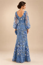 A-Line/Princess V-Neck Floral Embroidery Maxi Mother of the Bride & Groom Dresses with Ruched Waist (SHI22501624)