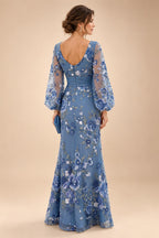 A-Line/Princess V-Neck Floral Embroidery Maxi Mother of the Bride & Groom Dresses with Ruched Waist (SHI22501624)