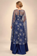 A-Line/Princess Scoop Neck Satin High-Low Mother of the Bride & Groom Dresses with Sequin Floral & Pleats (SHI22501631)