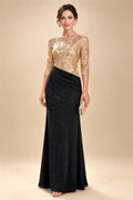 Sheath/Column Scoop Neck Lace Appliques Maxi Mother of the Bride & Groom Dresses with Ruched Waist & Sequin (SHI22501632)
