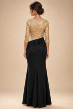 Sheath/Column Scoop Neck Lace Appliques Maxi Mother of the Bride & Groom Dresses with Ruched Waist & Sequin (SHI22501632)