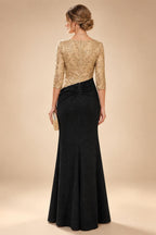 Sheath/Column Scoop Neck Lace Appliques Maxi Mother of the Bride & Groom Dresses with Ruched Waist & Sequin (SHI22501632)