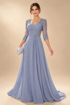 A-Line/Princess Sweetheart Chiffon Maxi Mother of the Bride & Groom Dresses with Lace Appliques & Ruched Bodice (SHI22501637)