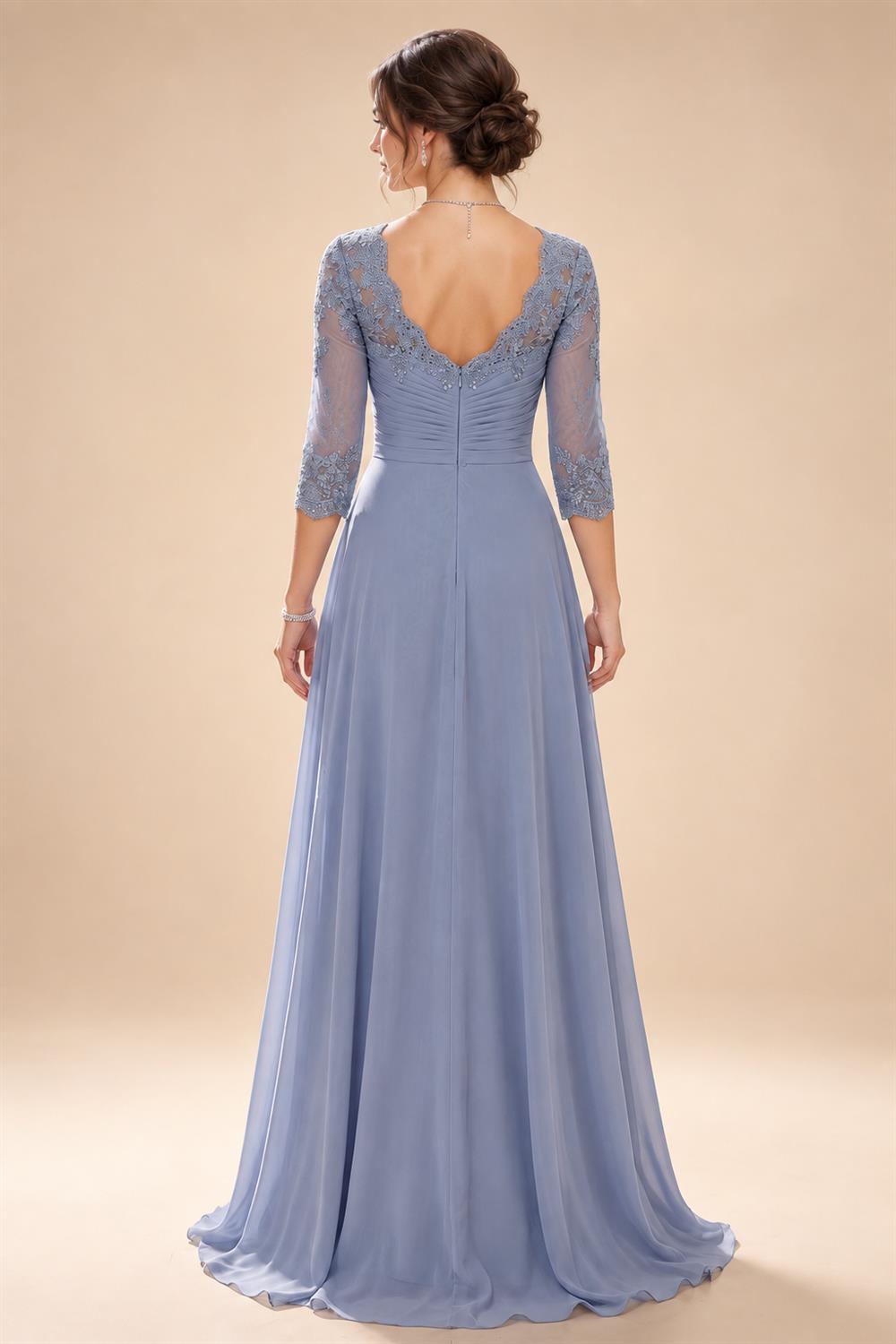 A-Line/Princess Sweetheart Chiffon Maxi Mother of the Bride & Groom Dresses with Lace Appliques & Ruched Bodice (SHI22501637)