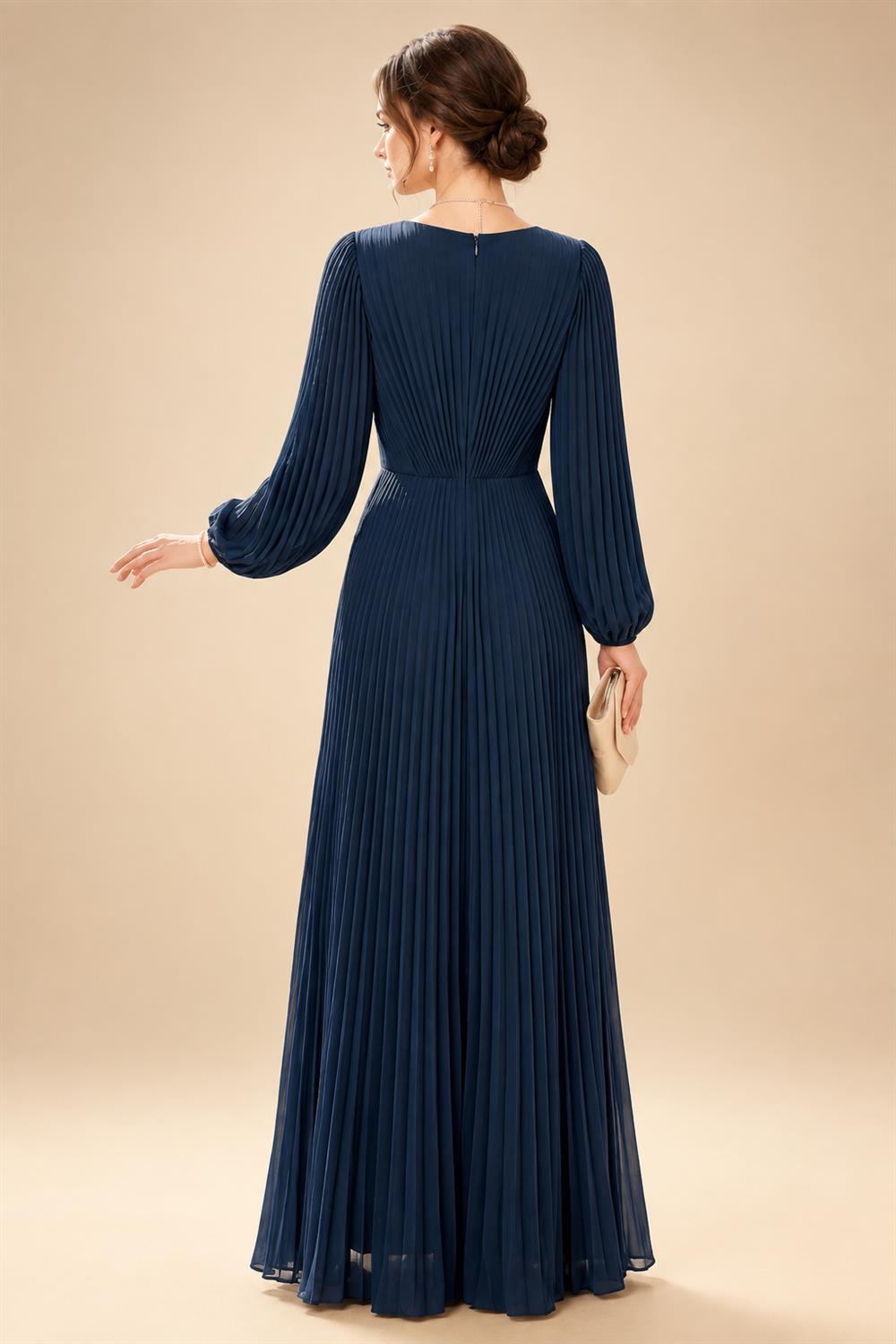 A-Line/Princess V-Neck Chiffon Floor-Length Mother of the Bride & Groom Dresses with Pleats (SHI22501646)