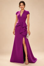 A-Line/Princess V-Neck Chiffon Floor-Length Mother of the Bride & Groom Dresses with Lace Appliques & Pleats (SHI22501670)