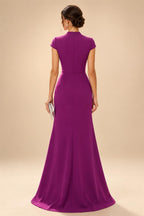 A-Line/Princess Off Shoulder Chiffon Floor-Length Mother of the Bride & Groom Dresses with Ruched Waist & Slit (SHI22501619)