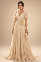 Scoop Neck Chiffon Floor-Length Mother of the Bride & Groom Jumpsuit with Lace Appliques (SHI22501558)
