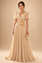 A-Line/Princess V-Neck Floral Print High-Low Mother of the Bride & Groom Dresses with Ruched Bodice (SHI22501569)