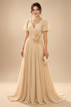 A-Line/Princess Off Shoulder Chiffon Floor-Length Mother of the Bride & Groom Dresses with Ruched Waist & Slit (SHI22501619)