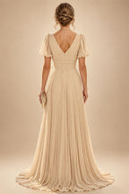 A-Line/Princess Off Shoulder Chiffon Floor-Length Mother of the Bride & Groom Dresses with Lace Appliques & Pleats (SHI22501566)