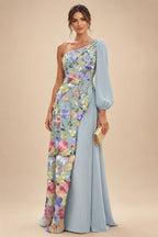 A-Line/Princess One Shoulder Floral Embroidery Floor-Length Mother of the Bride & Groom Dresses for Women (SHI22501656)