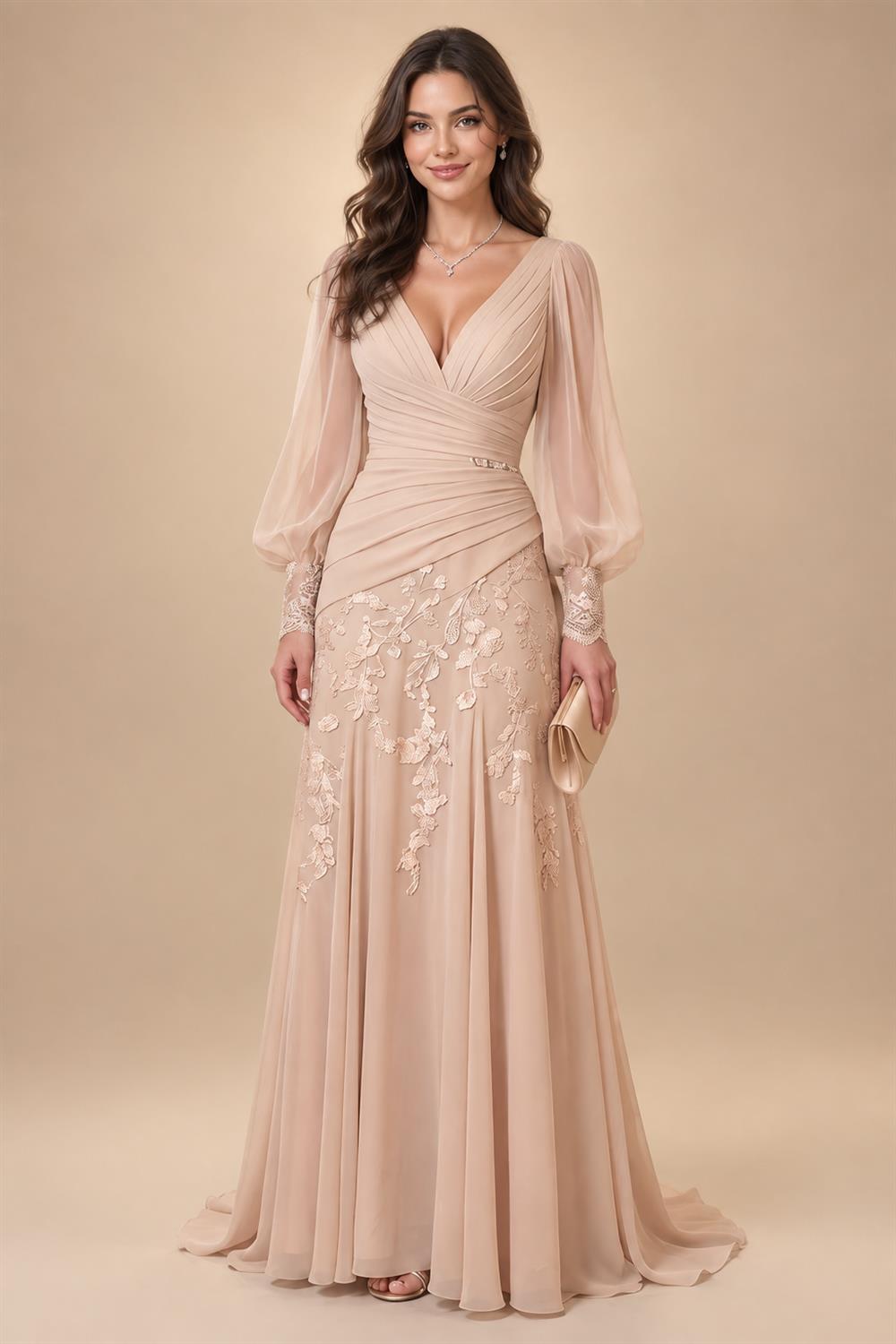 A-Line/Princess Scoop Neck Chiffon Maxi Mother of the Bride & Groom Dresses with Ruffles (SHI22501599)