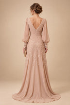A-Line/Princess Scoop Neck Chiffon Maxi Mother of the Bride & Groom Dresses with Ruffles (SHI22501599)