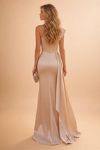 Sheath/Column Off Shoulder Stretch Jersey Floor-Length Mother of the Bride & Groom Dresses with Lace Appliques Sleeves & Slit (SHI22501550)