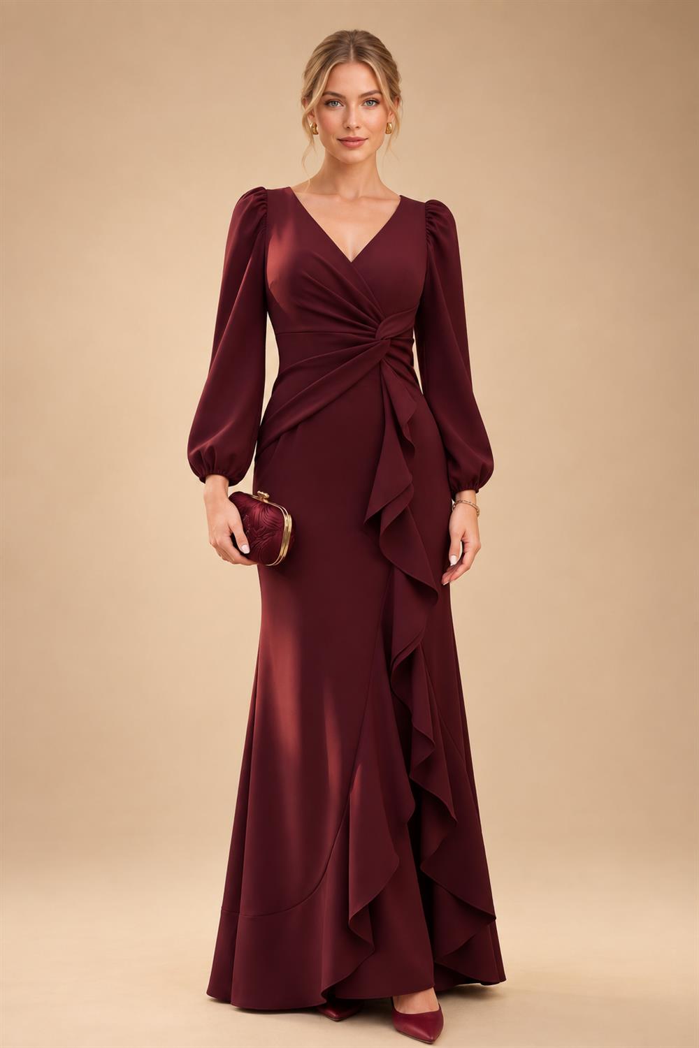 A-Line/Princess V-Neck Chiffon Floor-Length Mother of the Bride & Groom Dresses with Lace Appliques, Sequin & Ruffles (SHI22501608)