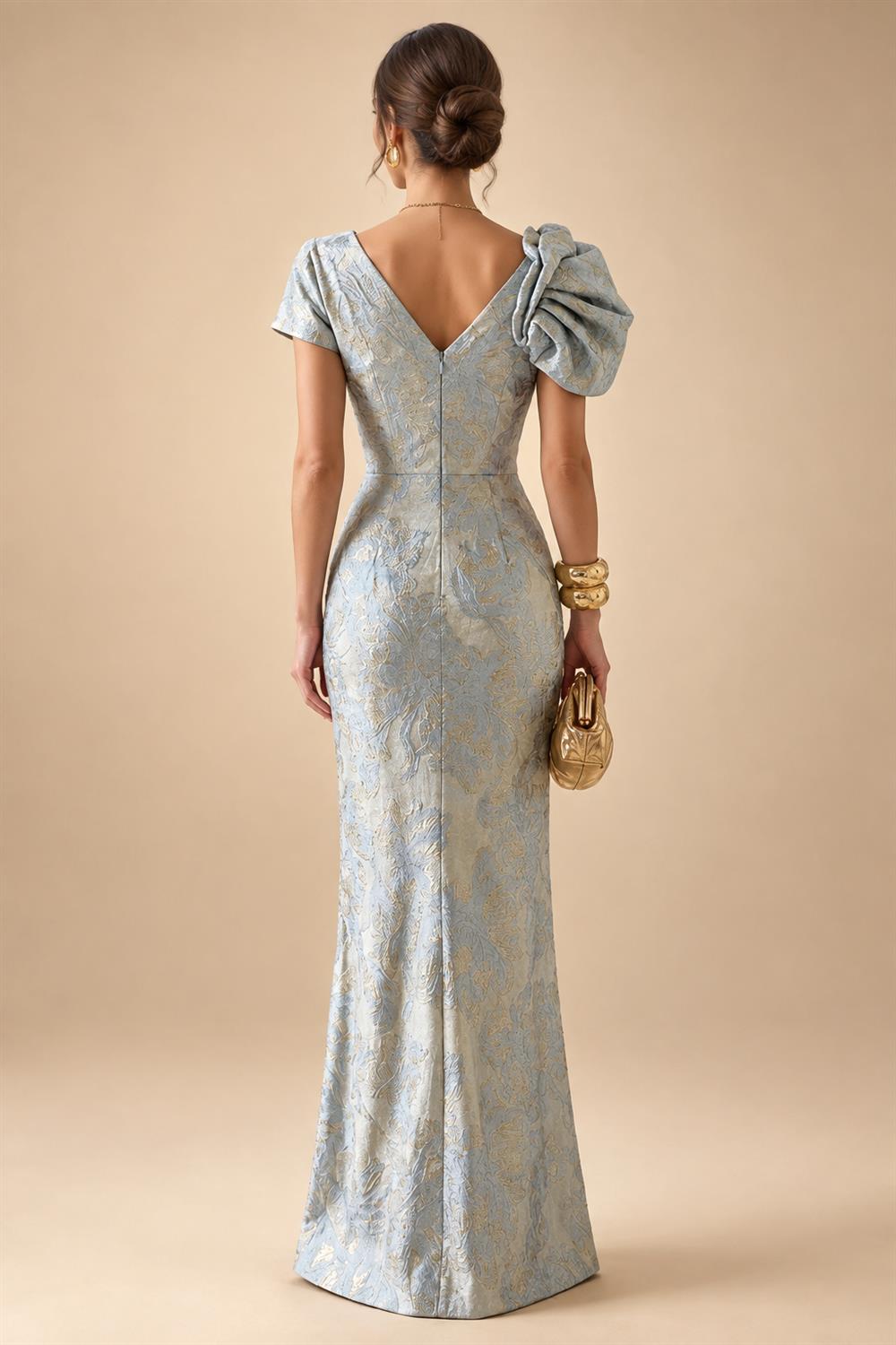 A-Line/Princess Strapless Jacquard Mini Homecoming Dresses with Bow & Pearls (SHI22370552)