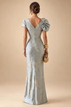 A-Line/Princess Strapless Jacquard Mini Homecoming Dresses with Bow & Pearls (SHI22370552)