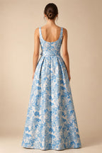 A-Line/Princess Strapless Jacquard Mini Homecoming Dresses with Bow & Pearls (SHI22370552)
